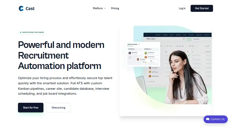 The CastHR Applicant Tracking System homepage