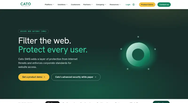 Cato Secure Web Gateway's website