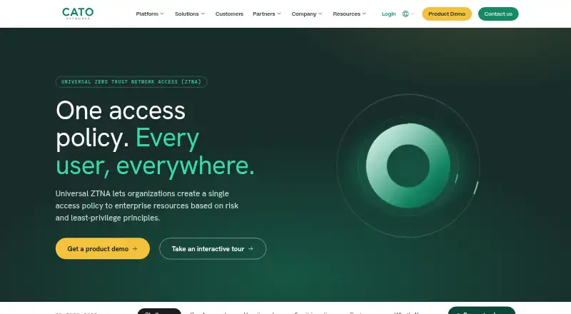 Cato Universal ZTNA's website