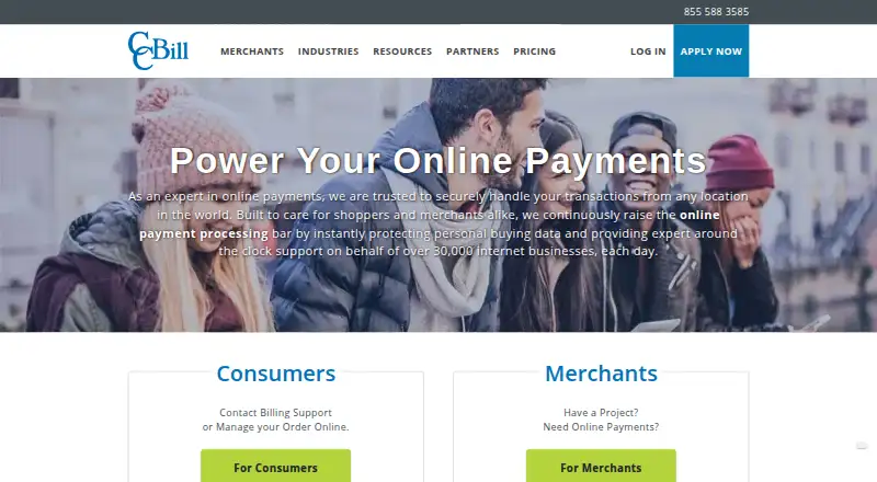 The CCBill homepage