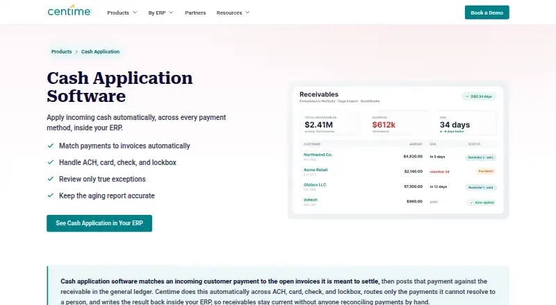 Centime Cash Application's website