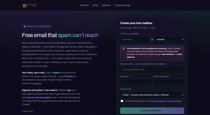 CentralMail's website