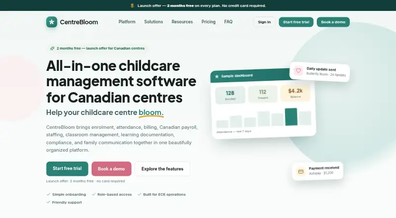 CentreBloom's website