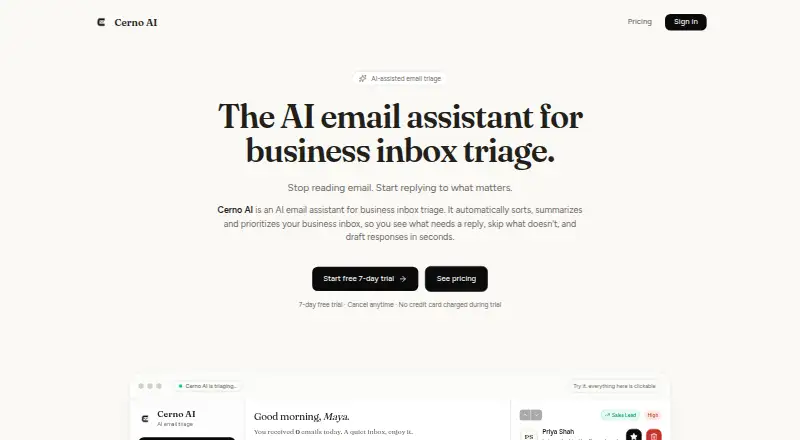 Cerno AI's website