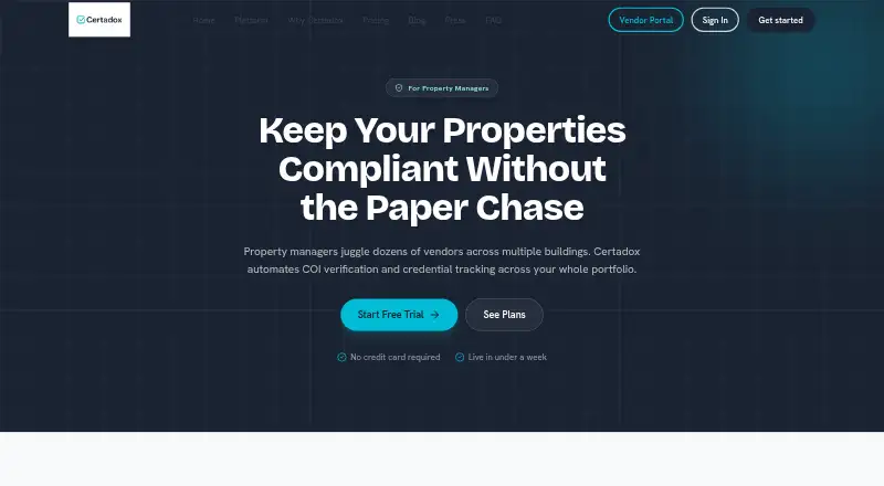 The Certadox homepage