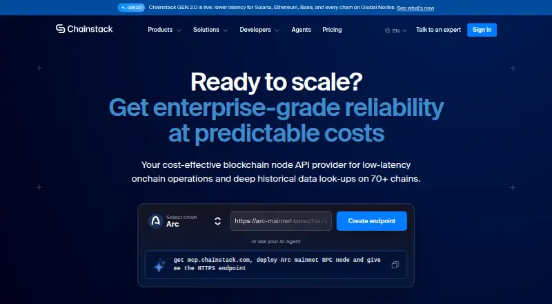 Chainstack's website