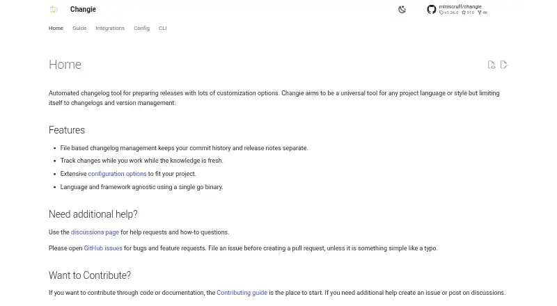 Changie's website