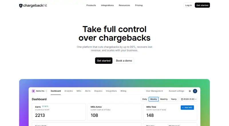 Chargebackhit's website