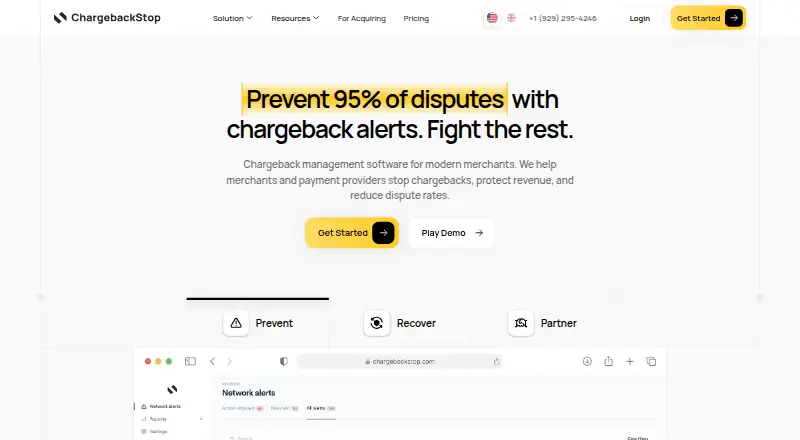 ChargebackStop's website
