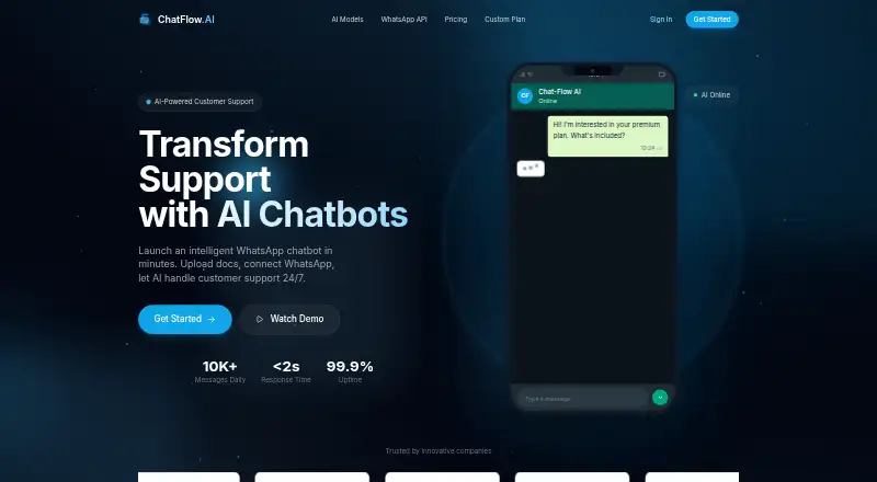 The ChatFlow AI homepage