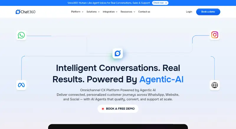 The Chat360 homepage