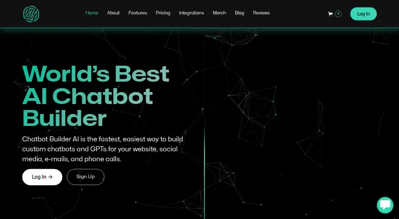The Chatbot Builder AI homepage
