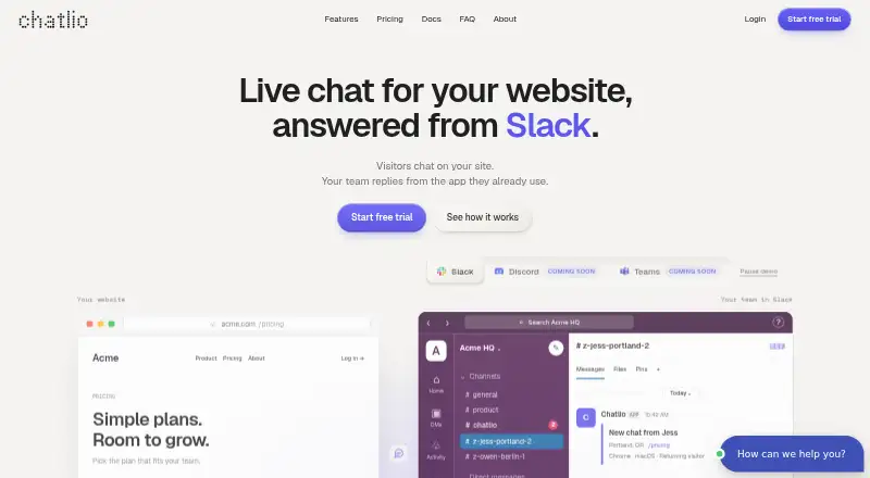 The Chatlio homepage