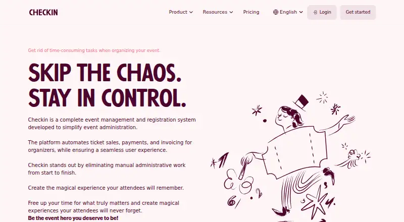 The Checkin homepage