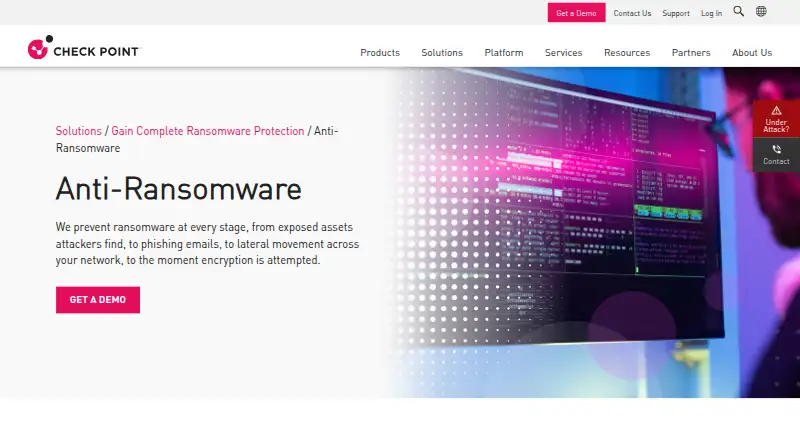 Check Point Anti-Ransomware's website