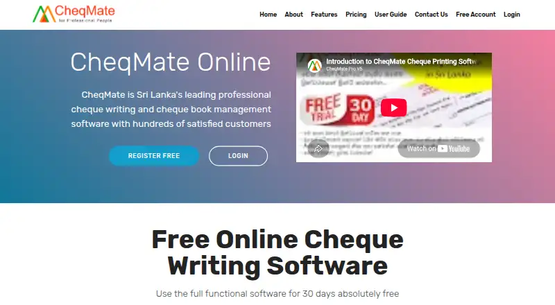 The CheqMate Online homepage