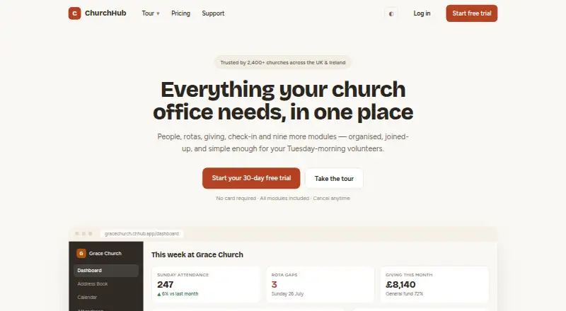 ChurchHub's website