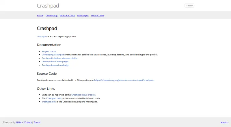 Crashpad's website