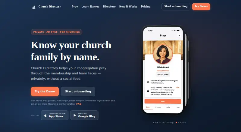 Church Directory's website