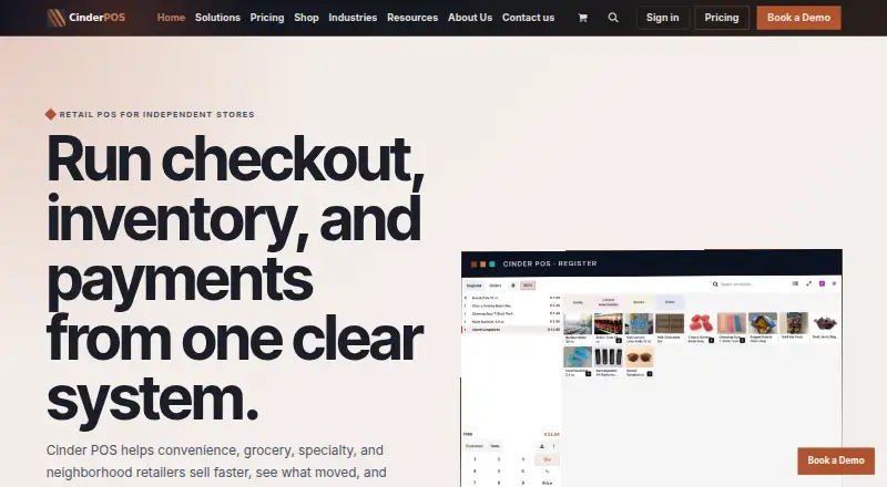Cinder POS's website