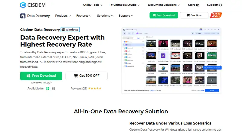 Cisdem Data Recovery's website