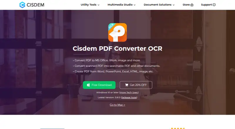 The Cisdem PDF Converter OCR homepage