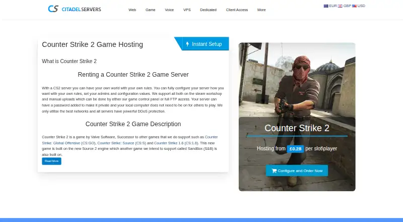 Citadel Servers Counter-Strike 2 Hosting's website