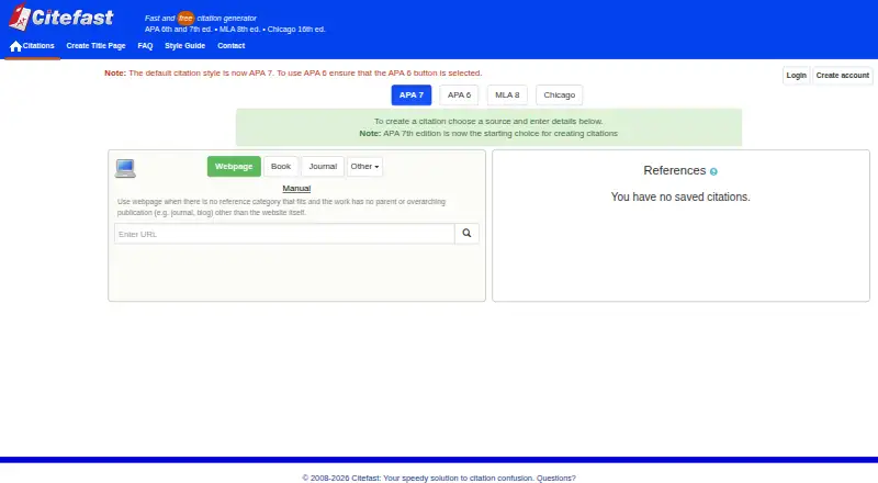 Citefast's website