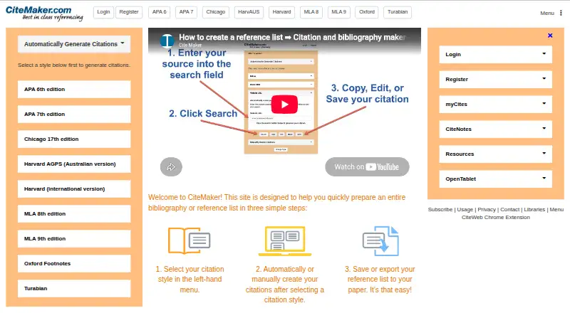CiteMaker's website