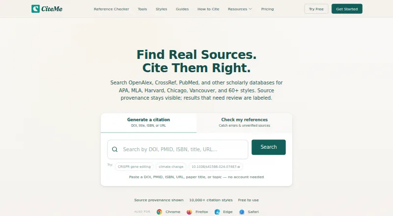 CiteMe's website