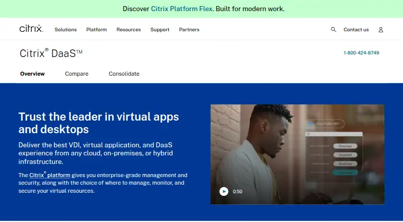 Citrix DaaS's website