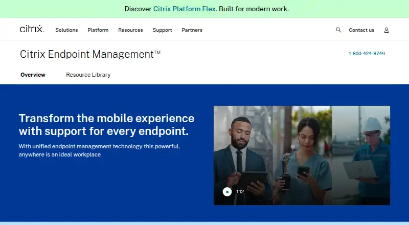 Citrix Endpoint Management's website