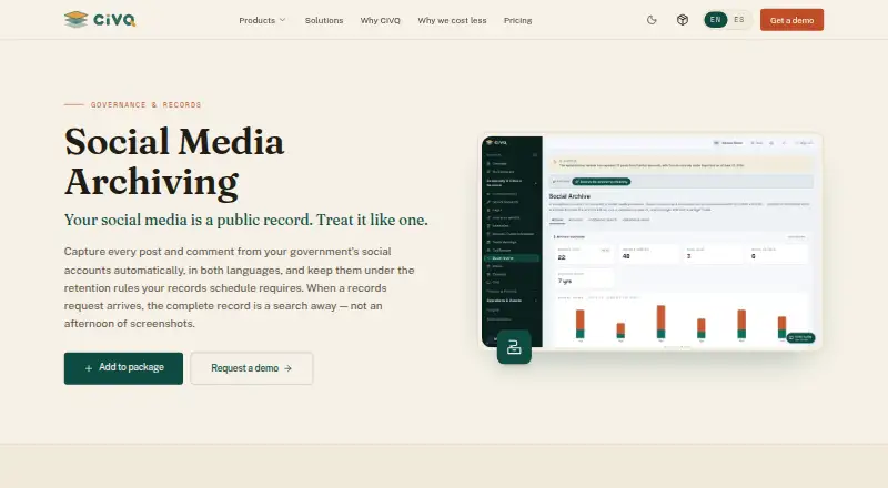 The CiVQ Social Media Archiving homepage