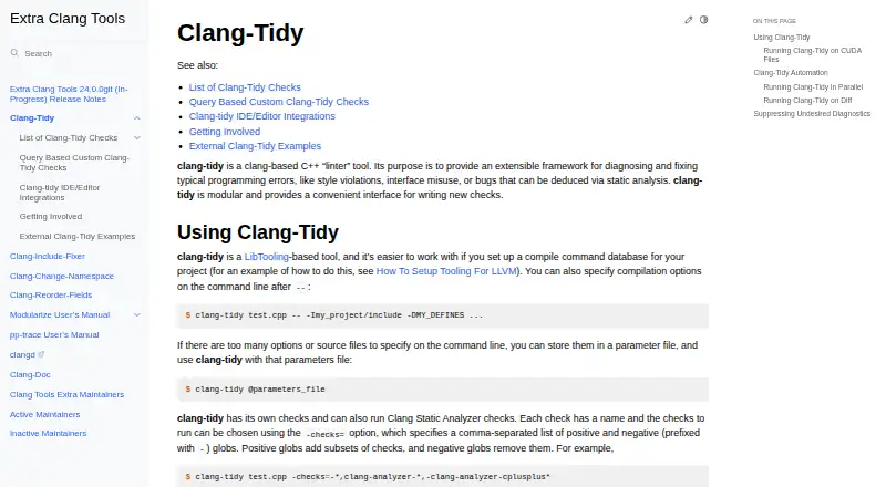 clang-tidy's website