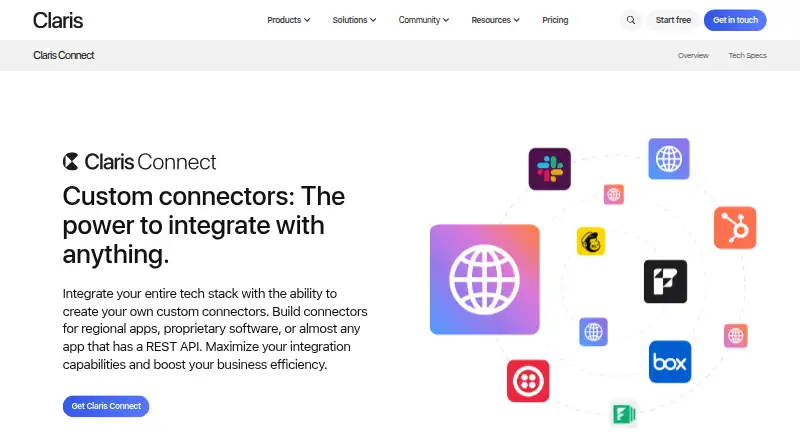 Claris Connect's website