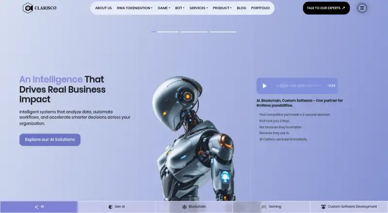 Clarisco White Label Crypto Exchange's website