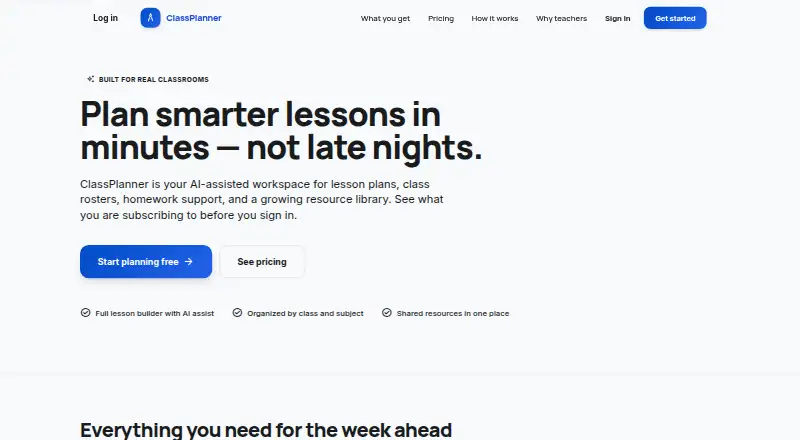ClassPlanner's website
