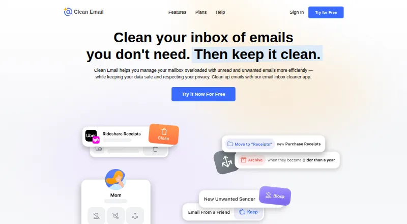 Clean Email's website
