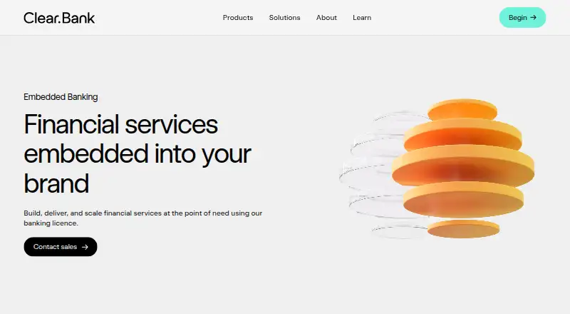 ClearBank Embedded Banking's website