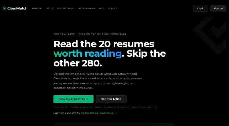 The ClearMatch ATS homepage