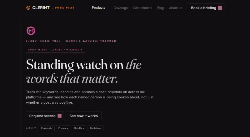 The CLERINT Social Pulse homepage
