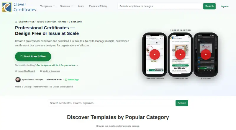 The Clever Certificates homepage