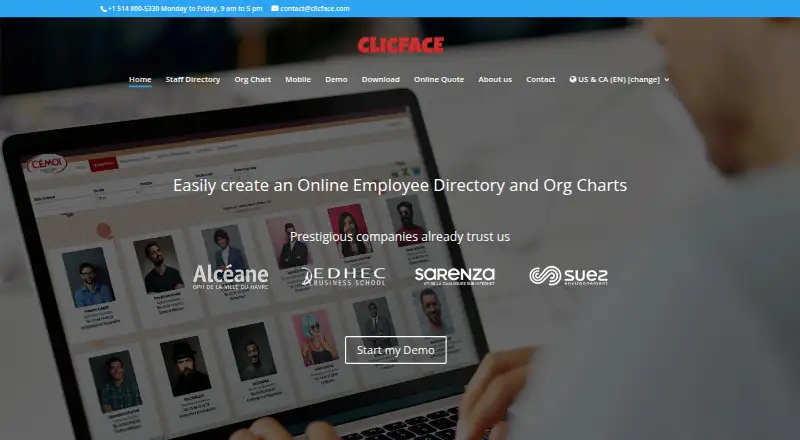 Clicface's website