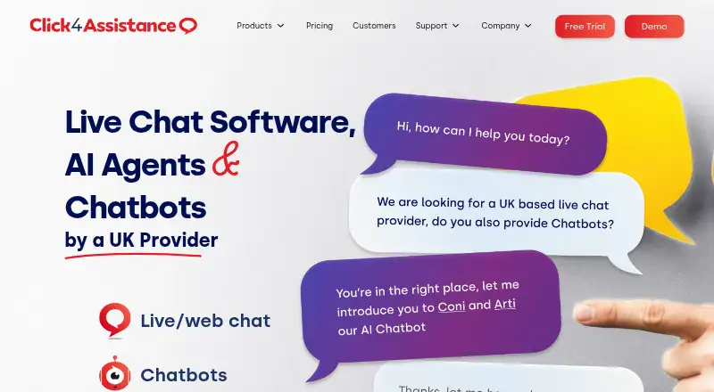 The Click4Assistance homepage