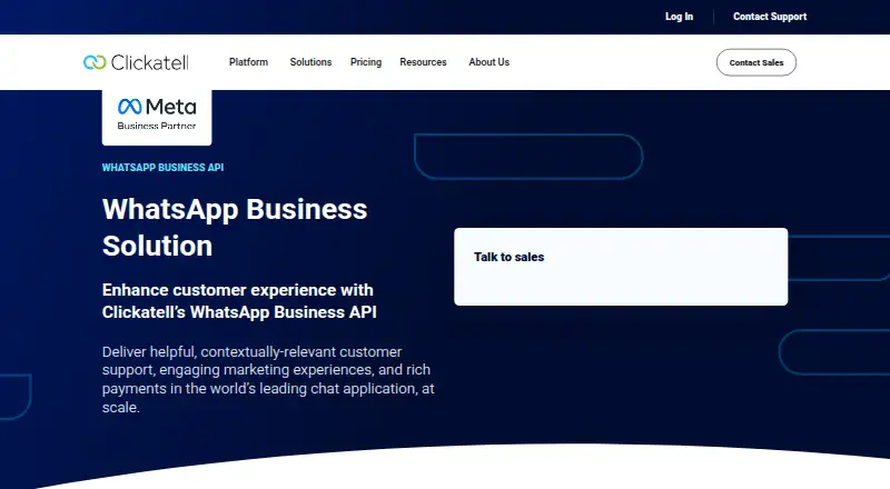Clickatell WhatsApp Business Solution's website