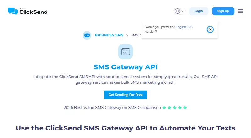 ClickSend SMS Gateway API's website