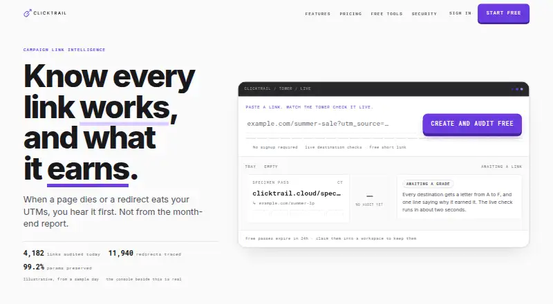 ClickTrail's website