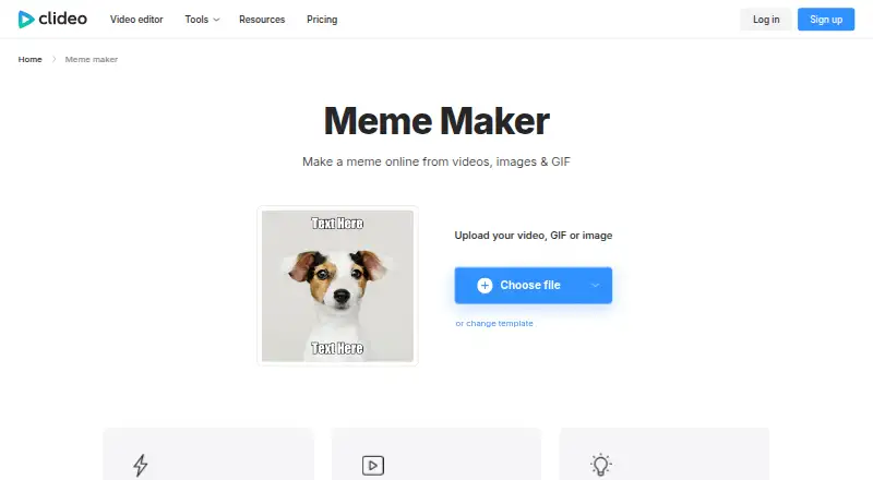 The Clideo Meme Maker homepage