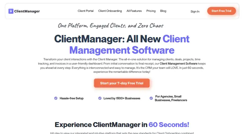 The ClientManager homepage
