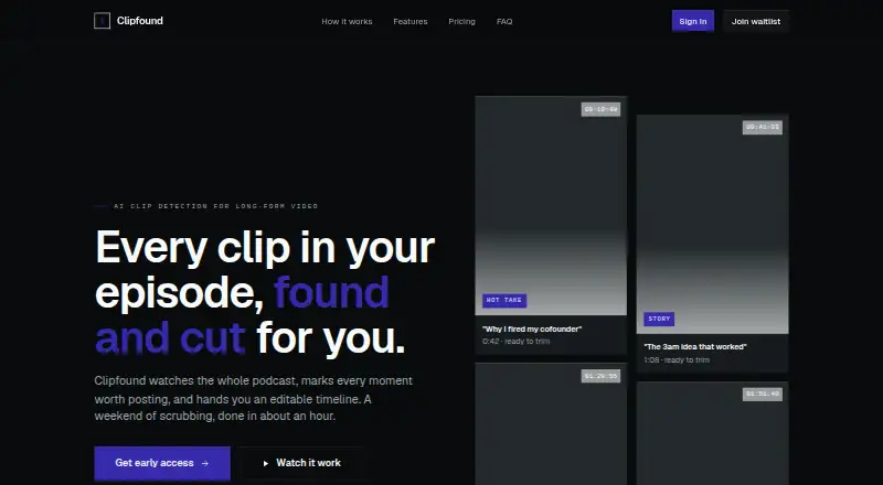 Clipfound's website